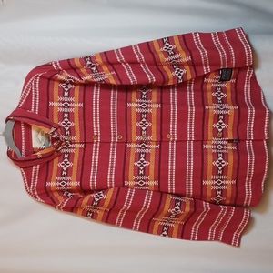 DECIBEL Men's Red Multi-Color Boho Shirt With Aztec Pattern Size 3XL.